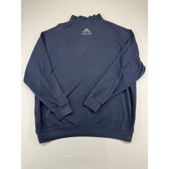 Peter Millar Quarter Zip Pullover Blue Cotton Blend Logo Embroidery Men’s - Picture 4 of 9